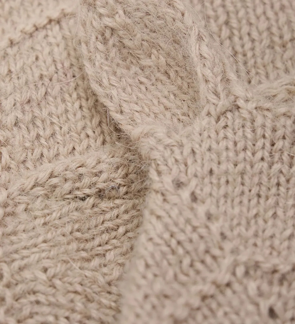 Børn Huttelihut Babyhjelme|Babyhjelm m. Ører - Alpakauld - Strik - Mahogany Rose