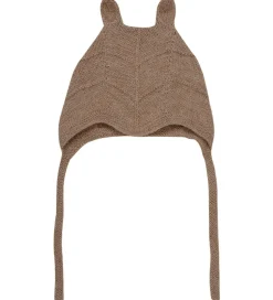 Børn Huttelihut Babyhjelme>Babyhjelm m. Ører - Alpakauld - Strik - Camel Melange
