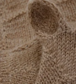 Børn Huttelihut Babyhjelme>Babyhjelm m. Ører - Alpakauld - Strik - Camel Melange