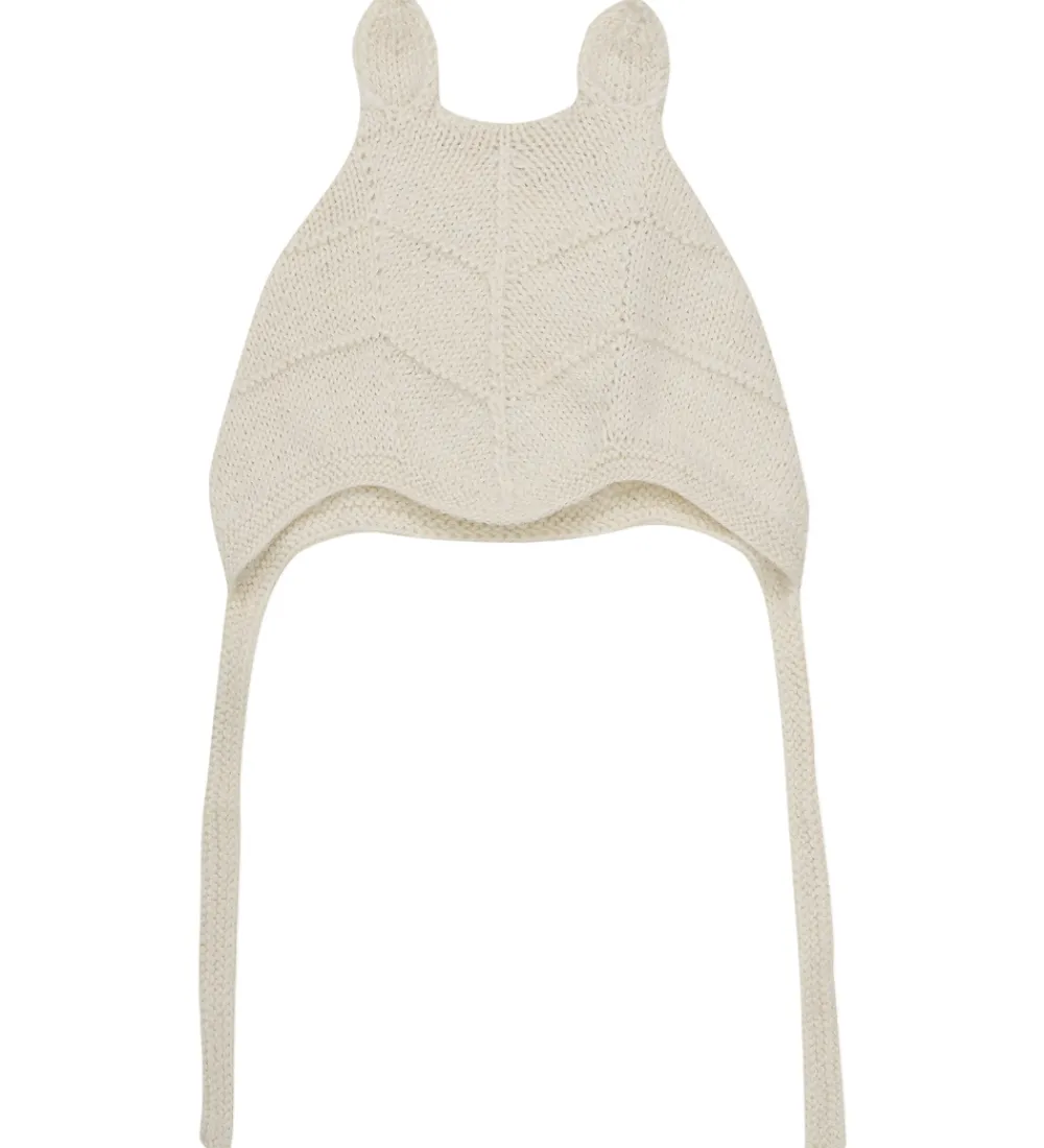 Børn Huttelihut Babyhjelme>Babyhjelm m. Ører - Alpakauld - Strik - Off-white