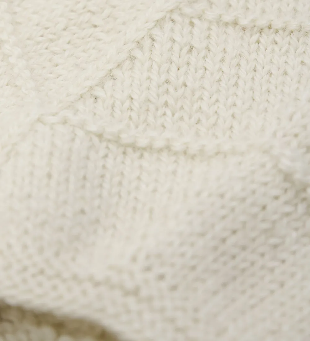 Børn Huttelihut Babyhjelme>Babyhjelm m. Ører - Alpakauld - Strik - Off-white