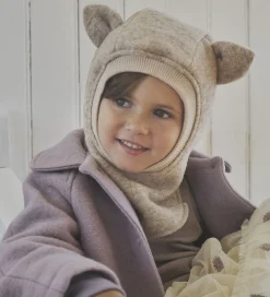 Børn Huttelihut Elefanthuer|Elefanthue - Uld - 2-lags - Sand Melange m. Ører