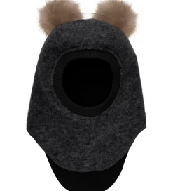 Børn Huttelihut Elefanthuer|Elefanthue - Uld/Bomuld - 2-lags - Mørkegråmeleret
