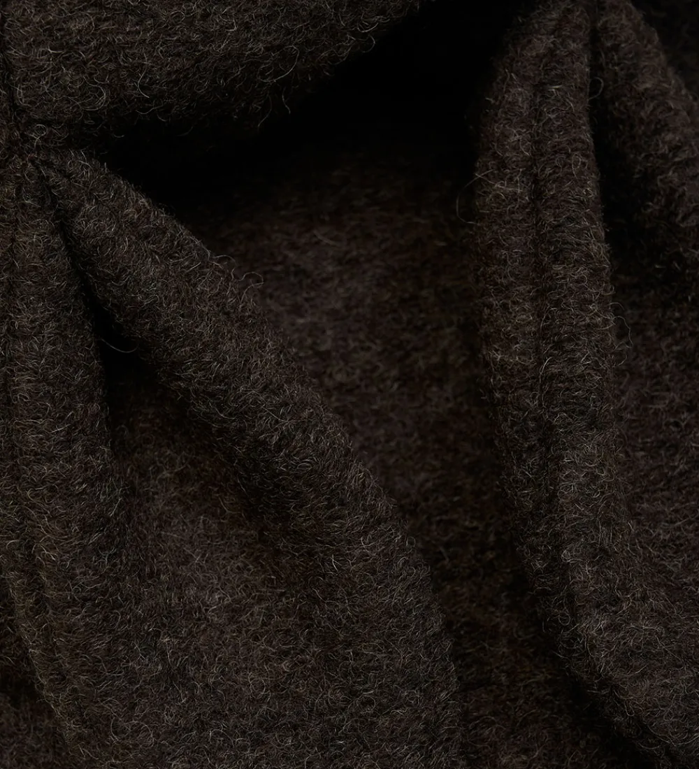 Børn Huttelihut Elefanthuer|Elefanthue - Uld - 2-lags - Mørkebrunmeleret m. Ører