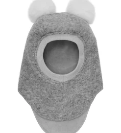 Børn Huttelihut Elefanthuer|Elefanthue - Uld - 2-lags - Grey Melange m. Kvaste