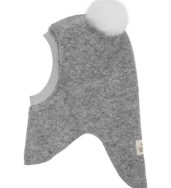 Børn Huttelihut Elefanthuer|Elefanthue - Uld - 2-lags - Grey Melange m. Kvaste