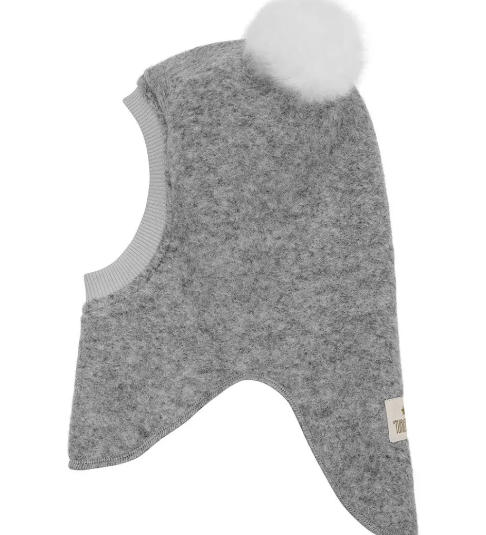 Børn Huttelihut Elefanthuer|Elefanthue - Uld - 2-lags - Grey Melange m. Kvaste