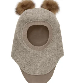 Børn Huttelihut Elefanthuer>Elefanthue - Uld - 2-lags - Camel Melange m. Kvaste