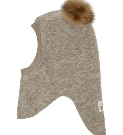 Børn Huttelihut Elefanthuer>Elefanthue - Uld - 2-lags - Camel Melange m. Kvaste