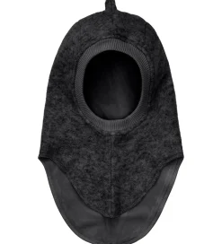 Børn Huttelihut Elefanthuer>Elefanthue - Uld - 2-lags - Mørkegråmeleret