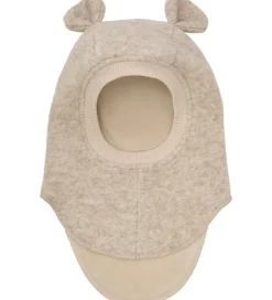 Børn Huttelihut Elefanthuer>Elefanthue - Uld - 2-lags - Sand Melange m. Ører