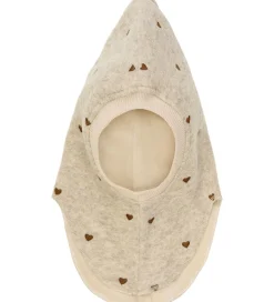 Børn Huttelihut Elefanthuer|Elefanthue - Uld - 2-lags - Sand Melange m. Hjerter