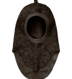 Børn Huttelihut Elefanthuer>Elefanthue - Uldfleece - 2-lags - Dark Brown Melange