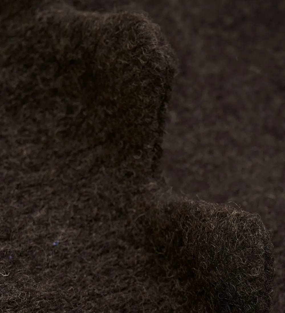 Børn Huttelihut Elefanthuer>Elefanthue - Uldfleece - 2-lags - Dark Brown Melange