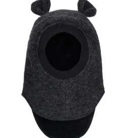 Børn Huttelihut Elefanthuer|Elefanthue - Uld - 2-lags - Dark Grey Melange m. Ører