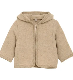 Børn Huttelihut Fleece|Fleccejakke - Uldfleece - Camel Melange m. Ører