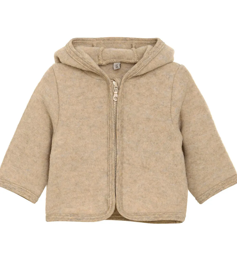 Børn Huttelihut Fleece|Fleccejakke - Uldfleece - Camel Melange m. Ører