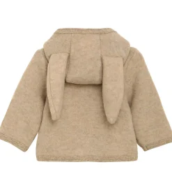 Børn Huttelihut Fleece|Fleccejakke - Uldfleece - Camel Melange m. Ører