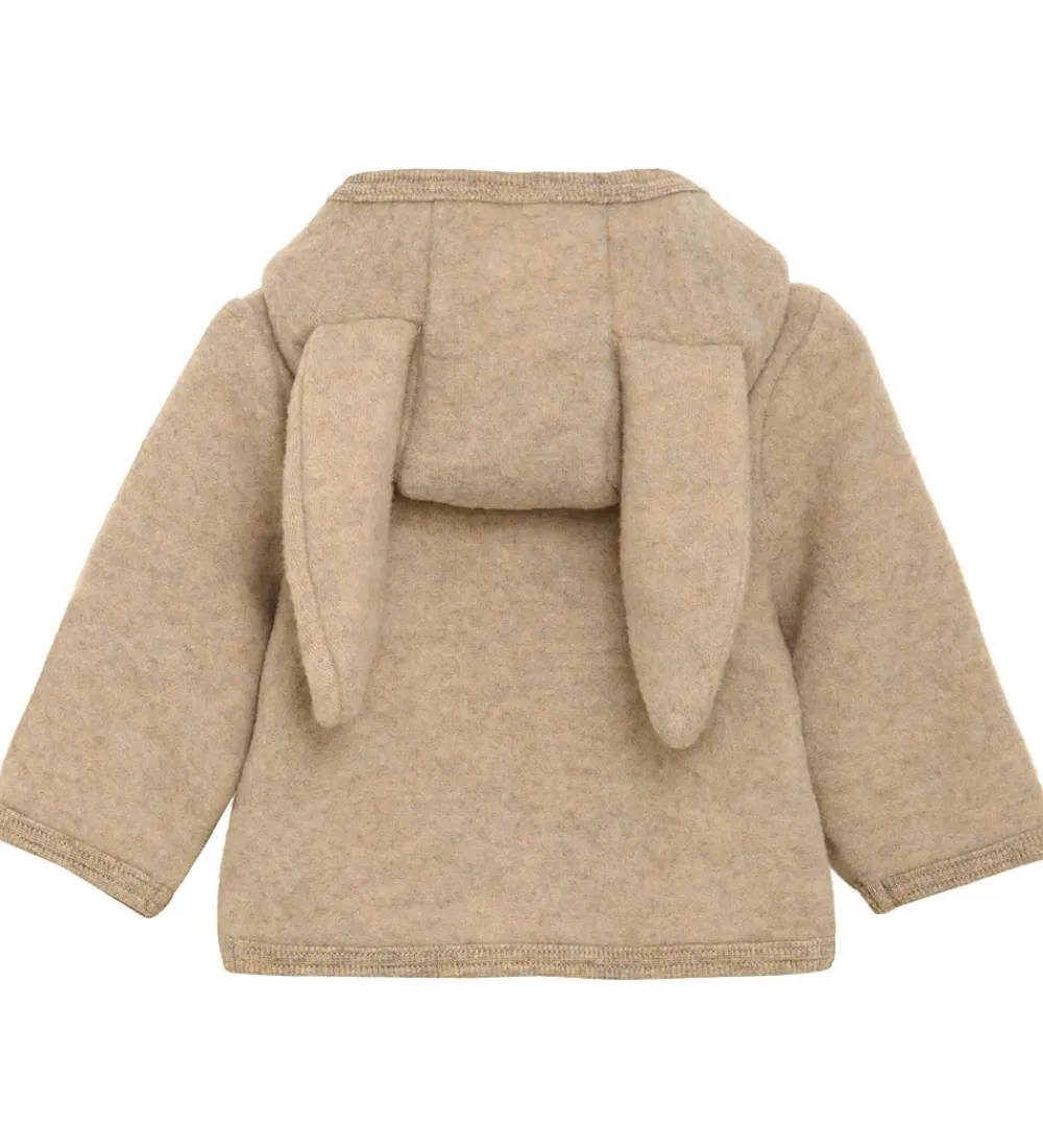 Børn Huttelihut Fleece|Fleccejakke - Uldfleece - Camel Melange m. Ører