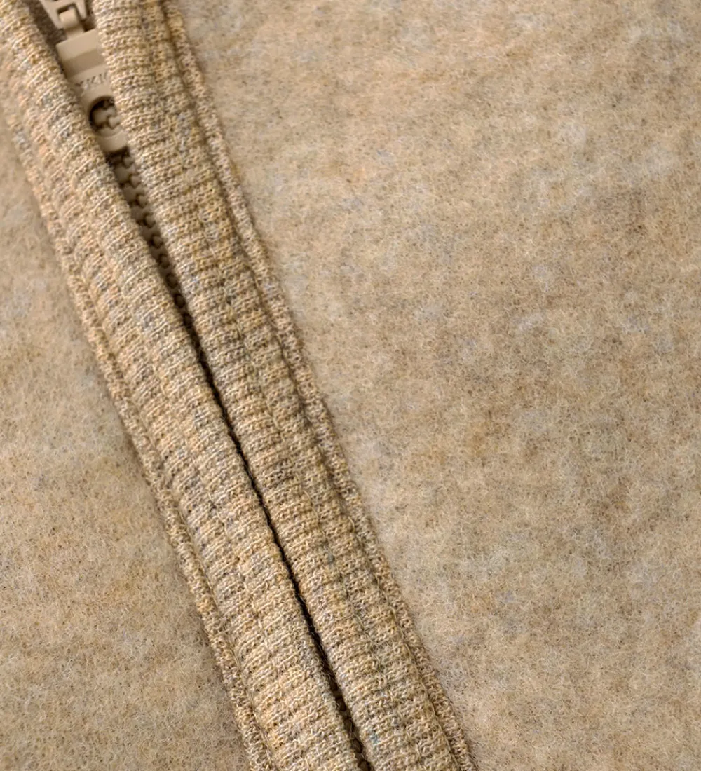 Børn Huttelihut Fleece|Fleccejakke - Uldfleece - Camel Melange m. Ører
