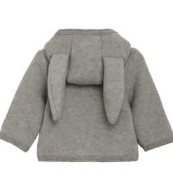 Børn Huttelihut Fleece>Fleecejakke - Uldfleece - Medium Grey Melange m. Ører