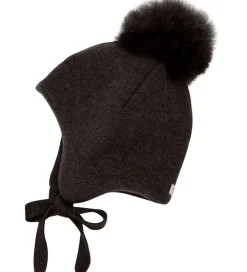 Børn Huttelihut Huer Og Hatte|Babyhjelme>Hue - Uld - Dark Brown Melange m. Kvast