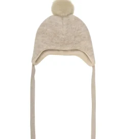 Børn Huttelihut Huer Og Hatte|Babyhjelme|Hue - Uld - Sand Melange m. Kvast