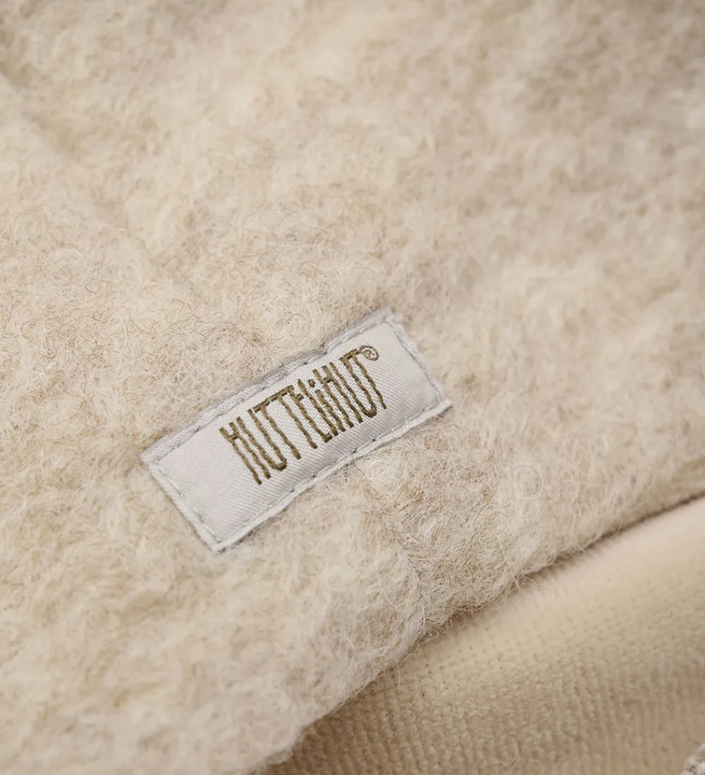 Børn Huttelihut Huer Og Hatte|Babyhjelme|Hue - Uld - Sand Melange m. Kvast