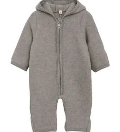 Børn Huttelihut Køredragter|Køredragt - Uldfleece - Medium Grey Melange m. Ører