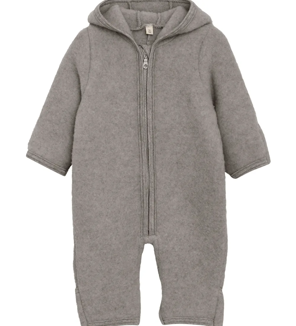 Børn Huttelihut Køredragter|Køredragt - Uldfleece - Medium Grey Melange m. Ører