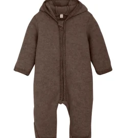 Børn Huttelihut Køredragter|Køredragt - Uldfleece - Brown Melange m. Ører