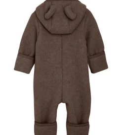 Børn Huttelihut Køredragter|Køredragt - Uldfleece - Brown Melange m. Ører