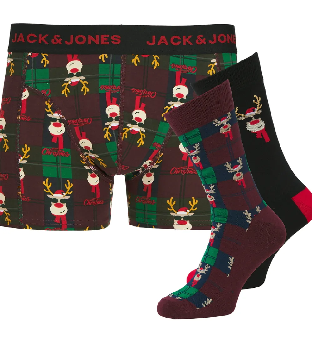 Børn Jack & Jones Undertøj|Gaveæske - Boxershorts/Strømper - JacRudolph - Wine