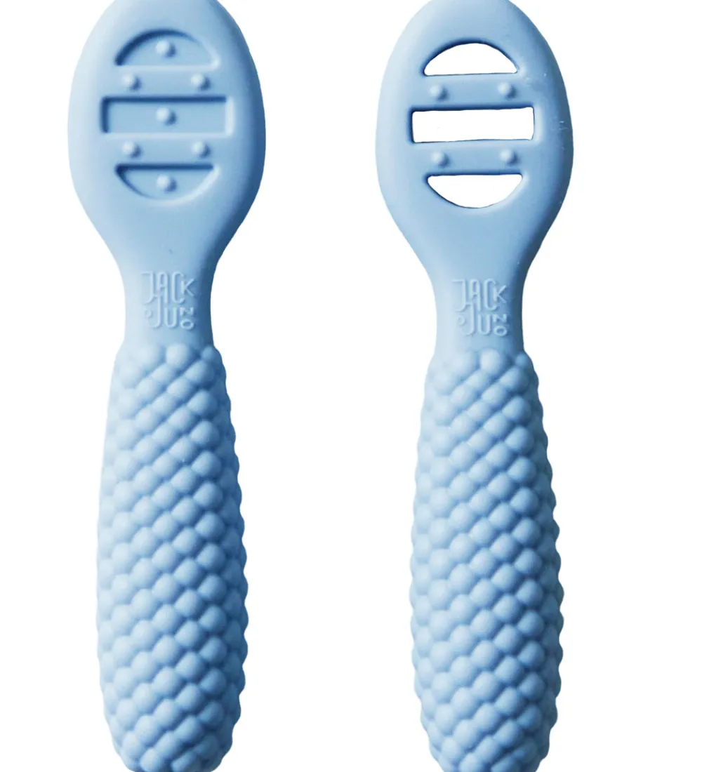 Børn Jack o Juno Børnebestik|Babyskeer>Babyskeer - Silikone - 2-pak - Bubble - Pale Blue