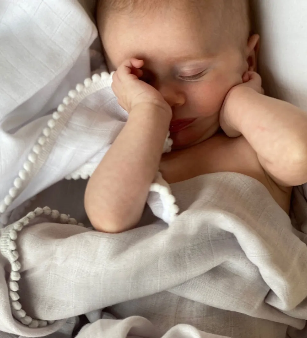 Jack o Juno Babysvøb>Babysvøb - 120x120 cm - 2-pak - Pom Pom - Pearl/Dust