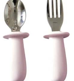 Børn Jack o Juno Børnebestik|Børnebestik - Silikone/Rustfrit Stål - Light Pink