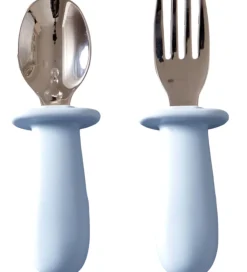 Børn Jack o Juno Børnebestik>Børnebestik - Silikone/Rustfrit Stål - Pale Blue