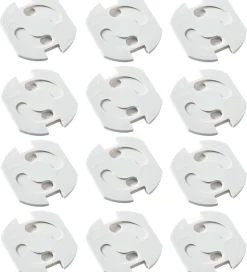 Børn Jippies Børnesikkerhed|Stikkontakt-Sikring>Stikkontakt-sikringer - Drejelig - 12 stk. - Hvid