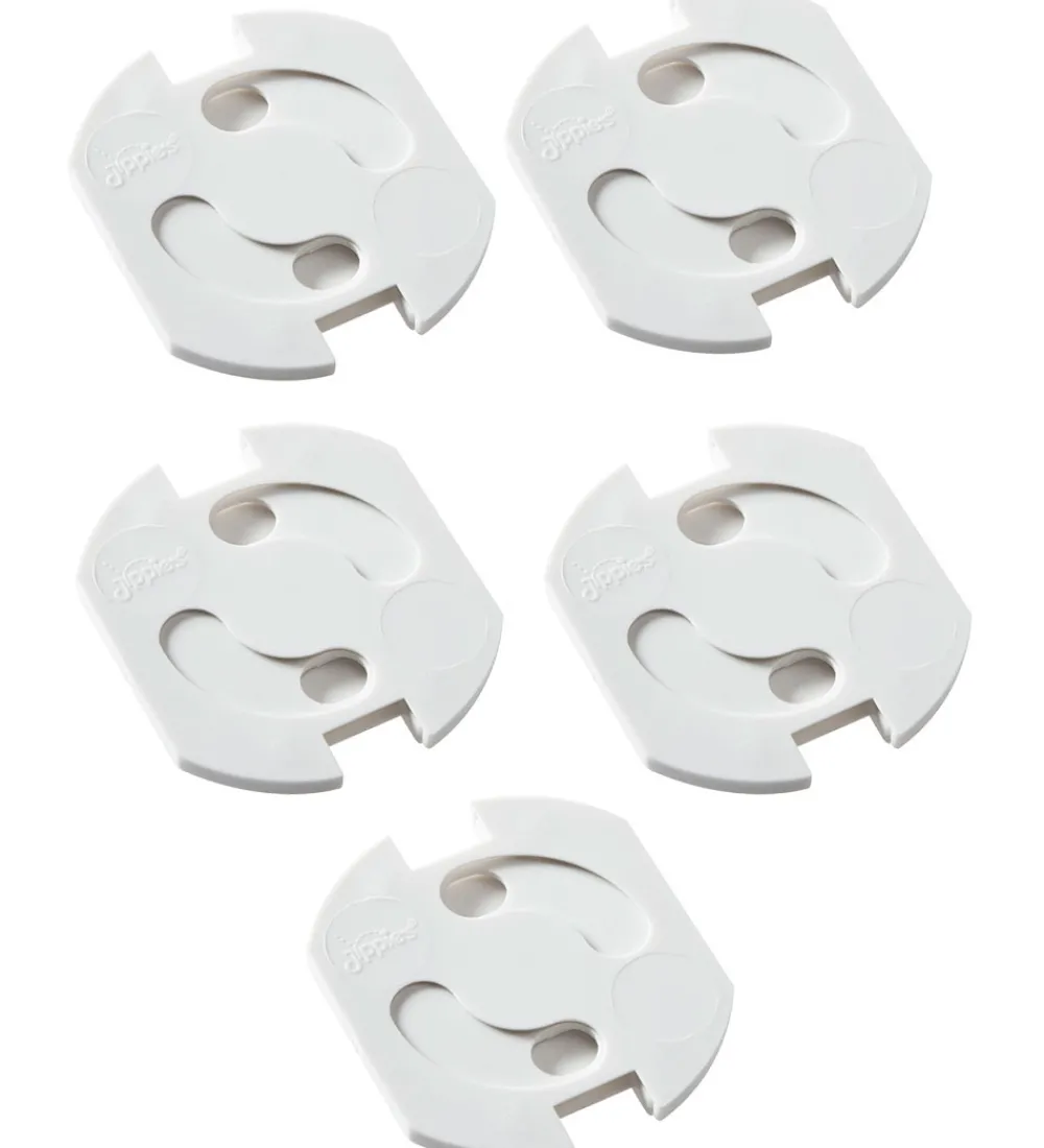 Børn Jippies Stikkontakt-Sikring|Børnesikkerhed|Stikkontakt-sikringer - Drejelig - 5 stk. - Hvid