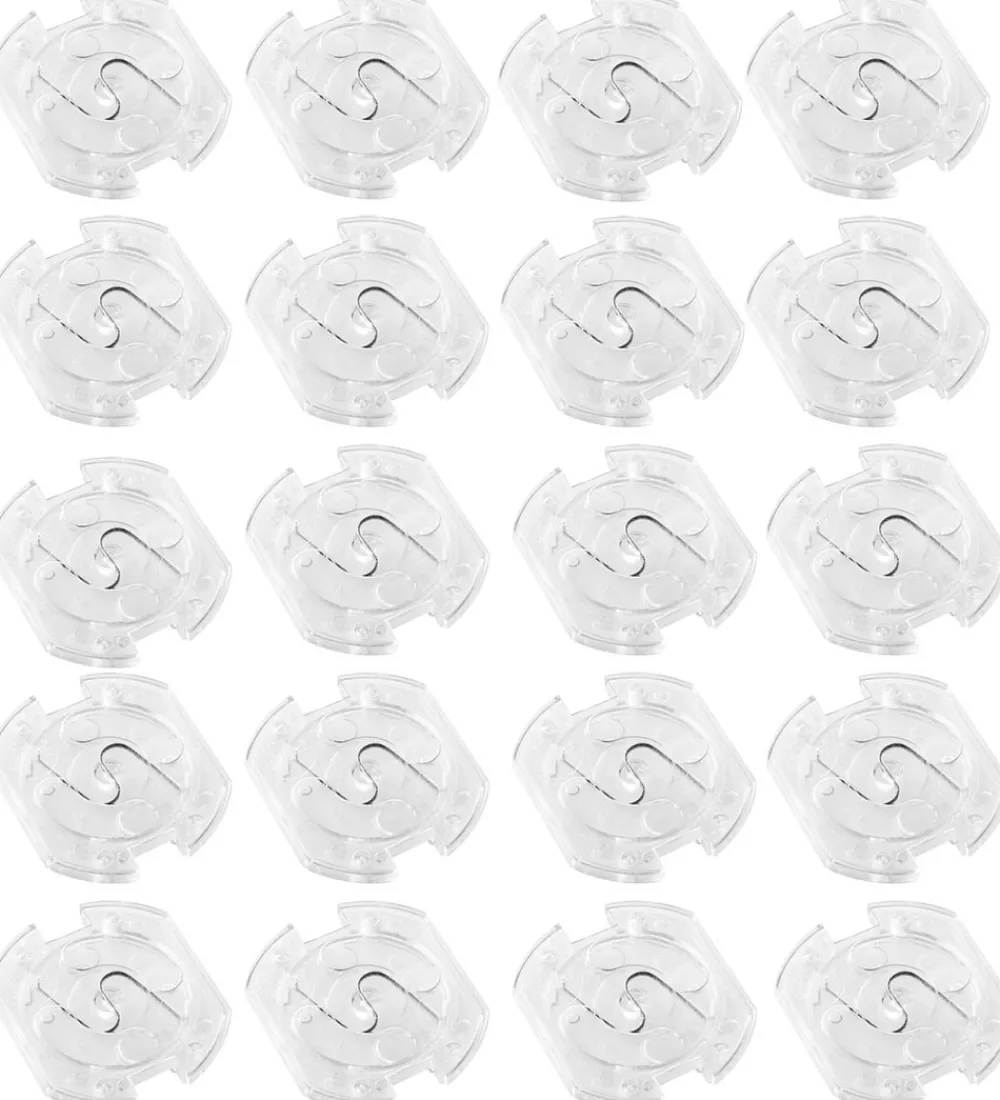 Børn Jippies Stikkontakt-Sikring|Børnesikkerhed>Stikkontakt-sikringer - Drejelig - 20 stk. - Transparent