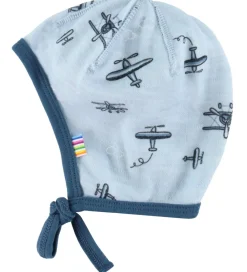 Børn Joha Babyhjelme|Babyhjelm - 1-lags - Uld/Bambus - Lyseblå m. Print