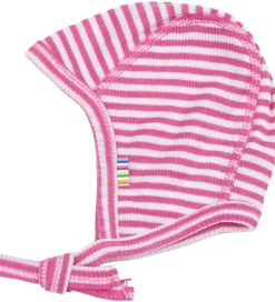Børn Joha Babyhjelme>Babyhjelm - Rib - Uld/Silke - Off White/Pink