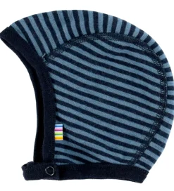 Børn Joha Babyhjelme|Babyhjelm - Uld - Blå m. Striber