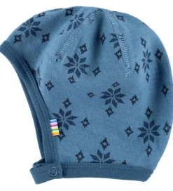 Børn Joha Babyhjelme>Babyhjelm - Uld - Blå/Bomuld - Blå m. Snefnug