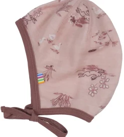 Børn Joha Babyhjelme|Babyhjelm - Uld/Bambus - Lyserød m. Print