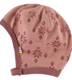 Børn Joha Babyhjelme|Babyhjelm - Uld/Bomuld - Rose m. Snefnug