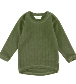 Børn Joha Uld>Bluse - Uld - Rib - Mørk Oliven