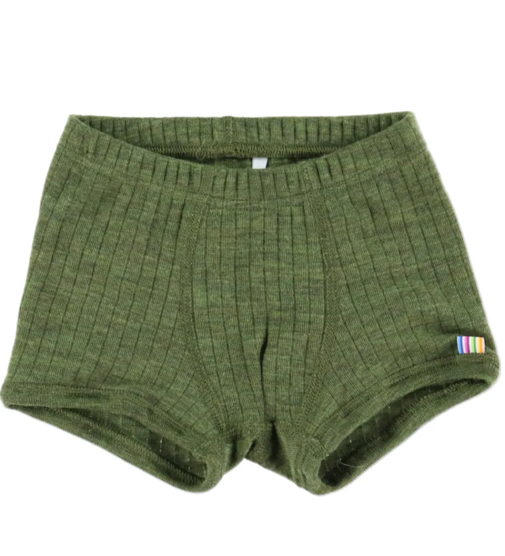 Børn Joha Undertøj|Uld|Boxershorts - Uld - Rib - Mørk Oliven