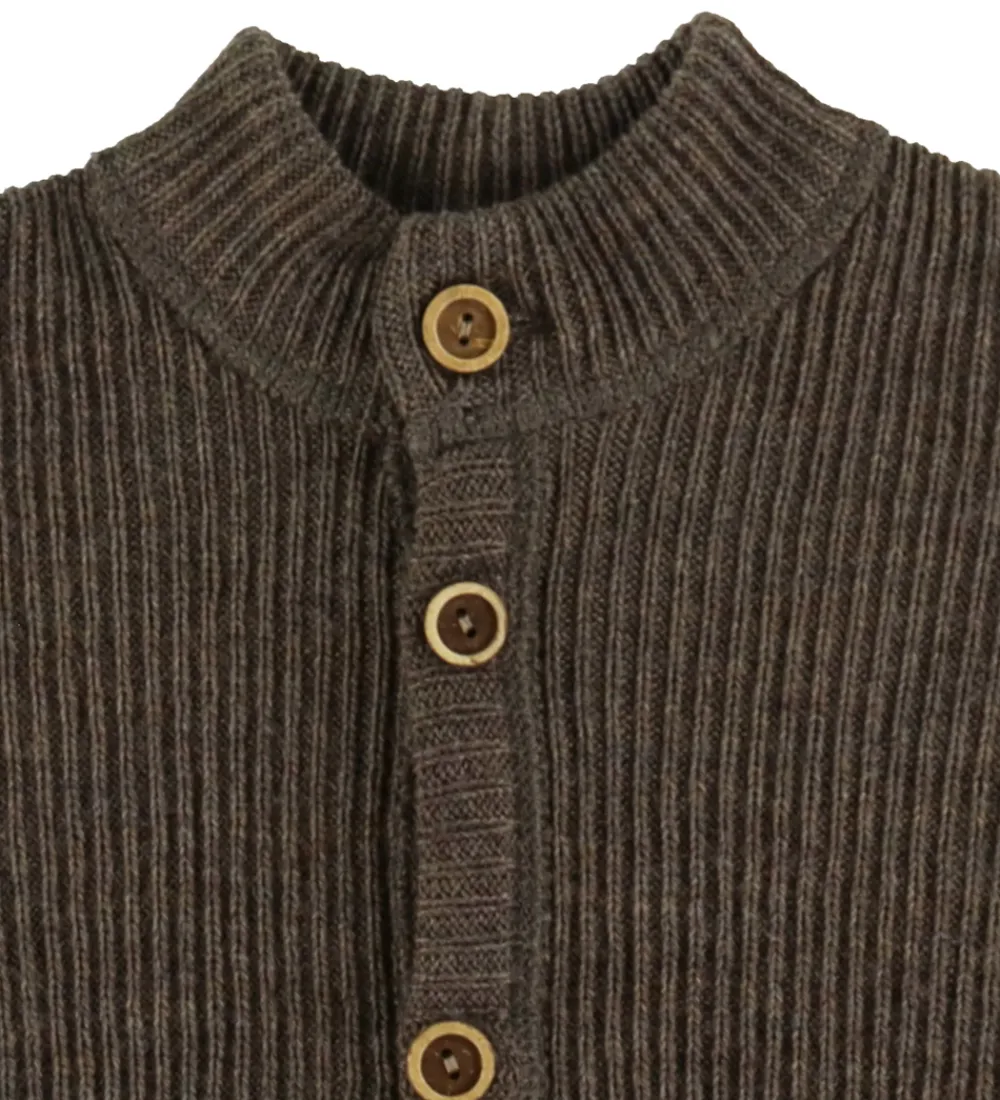 Børn Joha Cardigans|Unisex-Tøj>Cardigan - Strik - Uld - Brun Meleret