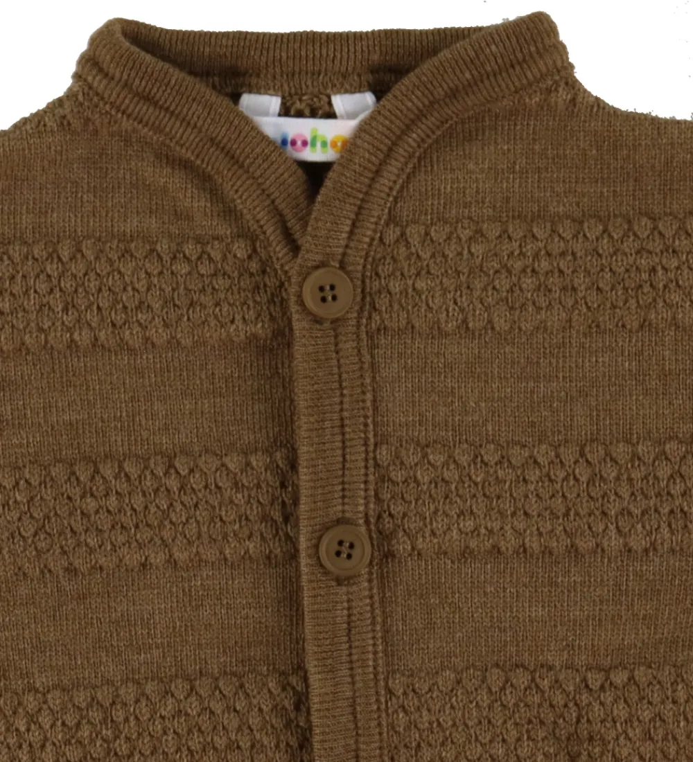 Børn Joha Cardigans|Unisex-Tøj|Cardigan - Strik - Uld - Varm Brun